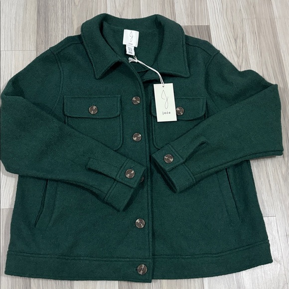 Joie Wool Blend Shirt Jacket Green Button Front Size 1X NWT - Picture 10 of 10